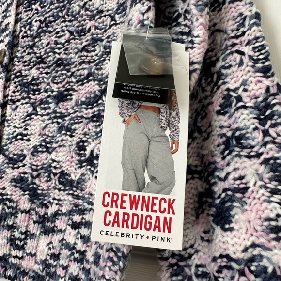 Celebrity Pink Women's Pink, Blue and White Cardigan - Picture 3 of 7